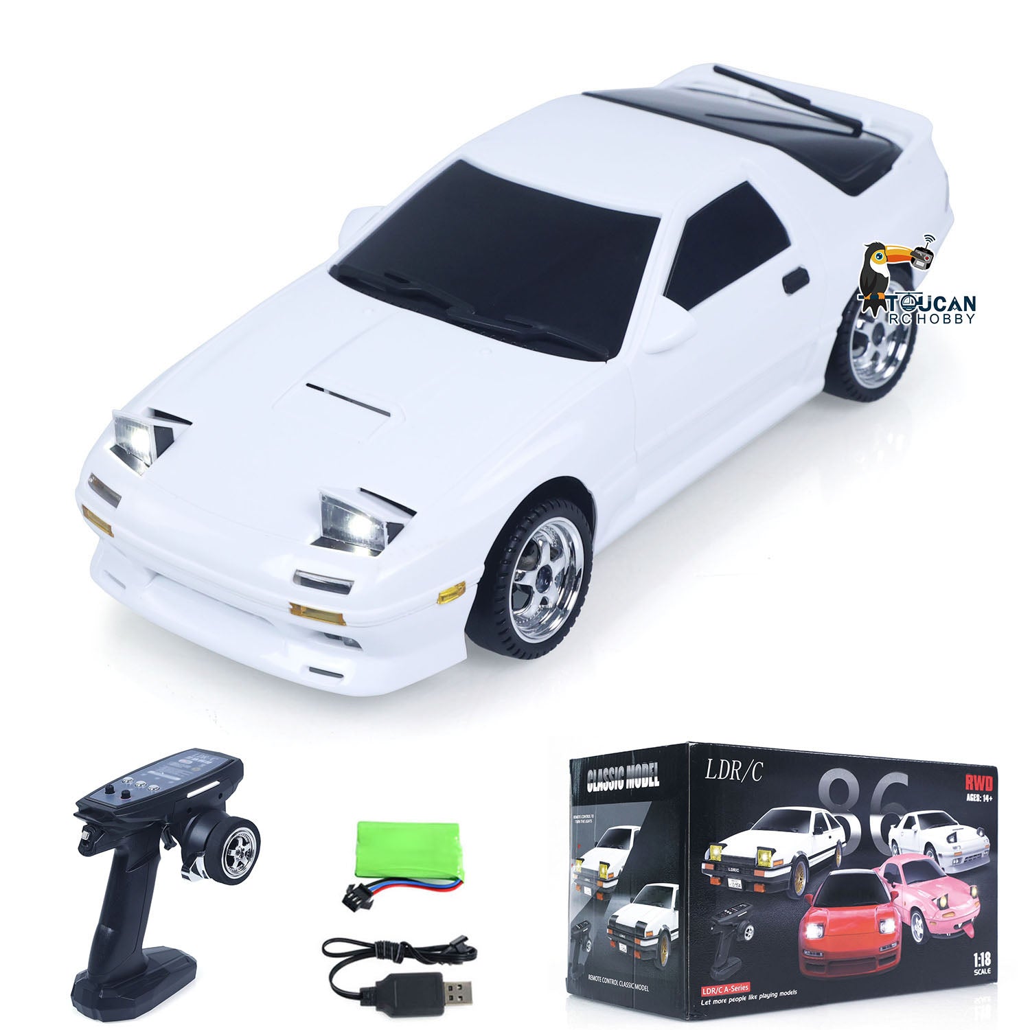LDRC LD1802 1/18 4*2 RX7 RC Racing Car RWD Gyroscope Wireless