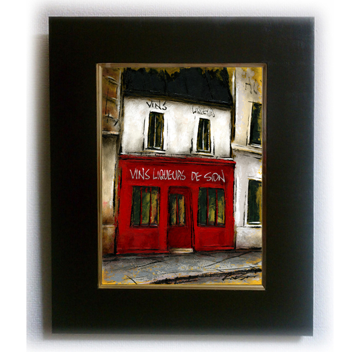 風景画 パリ 油絵「通りのワイン屋」 | Katsu／中野克彦 ｜インテリア