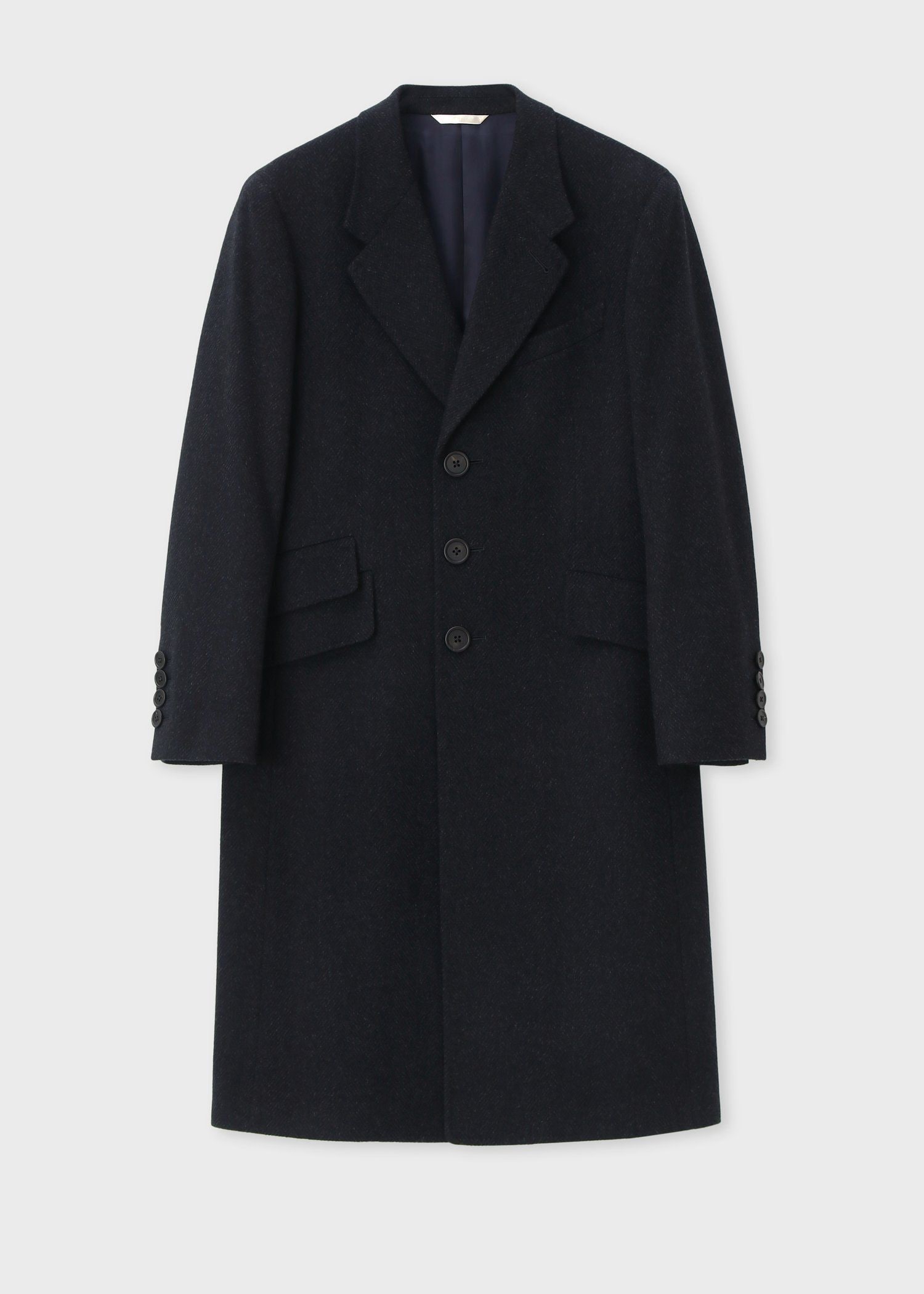 ヘリンボーン ウールカシミヤ チェスターコート（ネイビー） ｜ポール