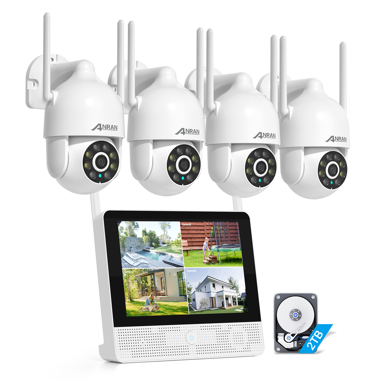 ANRAN 5MP Wifi ptz Kit 4k security camera system 4CH NVR 2TB HDD