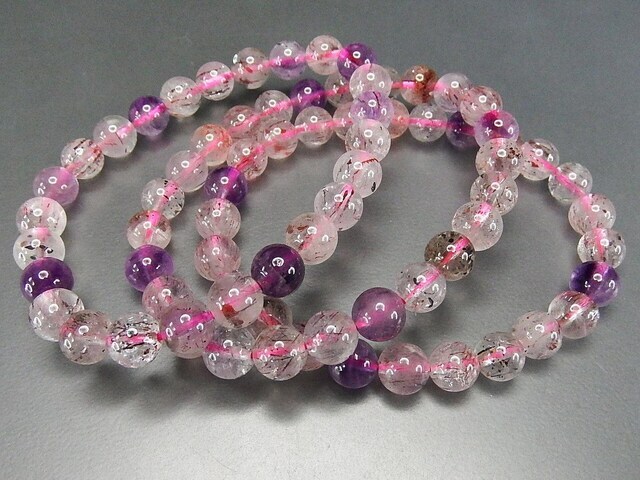 スーパーセブン約7mmブレスレット透明度有り高級天然石 - 【石街