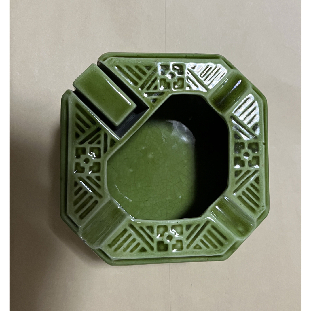 マッチ立て付き灰皿 緑系 四角 昭和初期 レトロの通販 by さくま's
