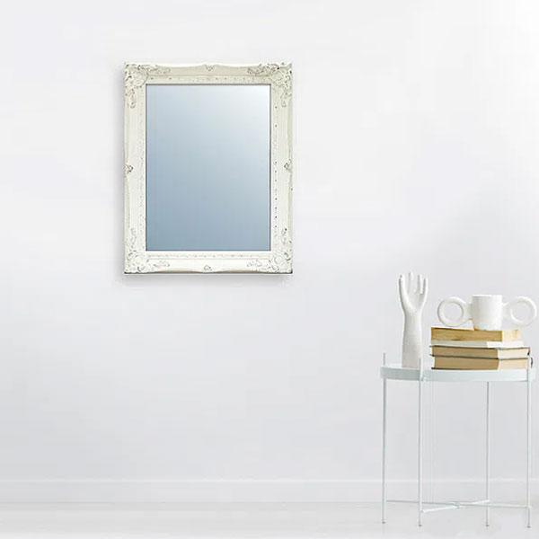 アンティーク調 レクト ミラー フレーム （ホワイト / ゴールド） W38