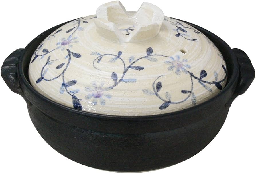 Amazon｜萬古焼 セラミック加工 IH対応 土鍋 8号 3-4人用 染付唐草