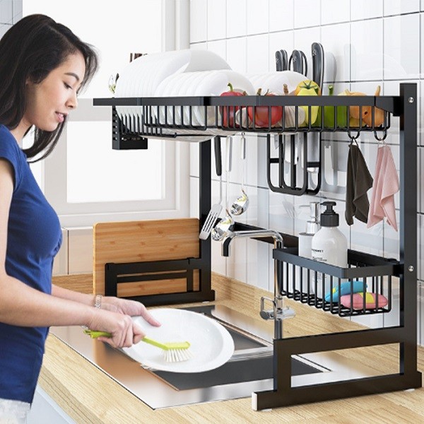 水切りラック 2段 ステンレス シンク上 食器棚 スリム 水切りかご 大