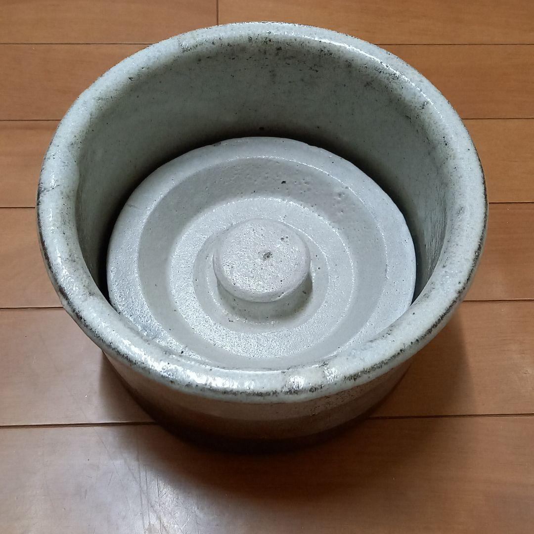 漬物石　陶芸 日本製 陶器製 漬物容器 石見焼 吉田製陶所 かめ 切立蓋付 5号 9.0L