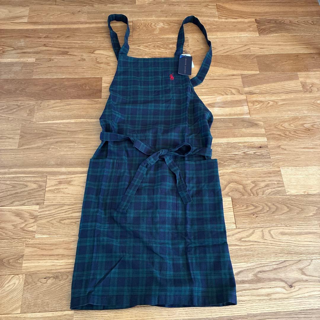 未使用タグ付き ラルフローレン ブラックウォッチエプロン 綿100