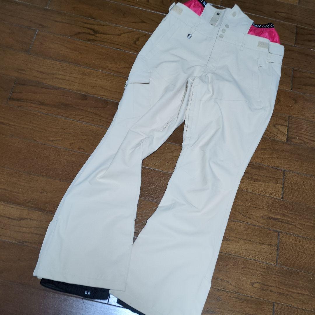 ROXY スノボウェア 上下セット M 総柄 ロゴ ベージュ