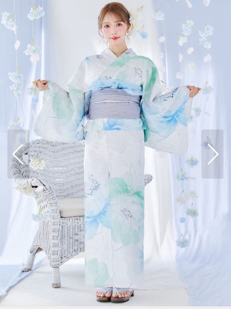 花柄浴衣・帯セット　sugar 即日発送】橙色に花咲く蔓模様浴衣【浴衣3点セット 浴衣/帯/下駄