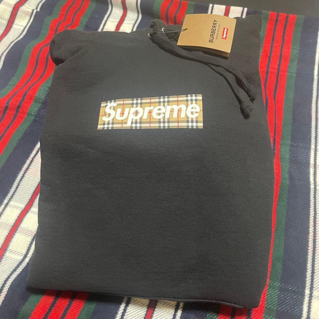 supreme burberry パーカー Supreme Burberry Box Logo Hoodie SS22 Black size Medium *Read