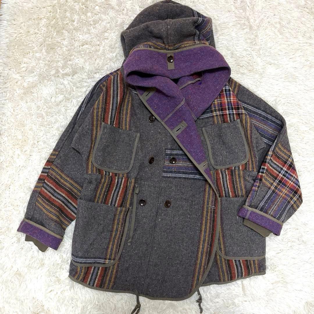 希少　キャピタル　KAPITAL　ウール二重織BIGチェック リングコート KIDILL Trench Coat(KL447) 