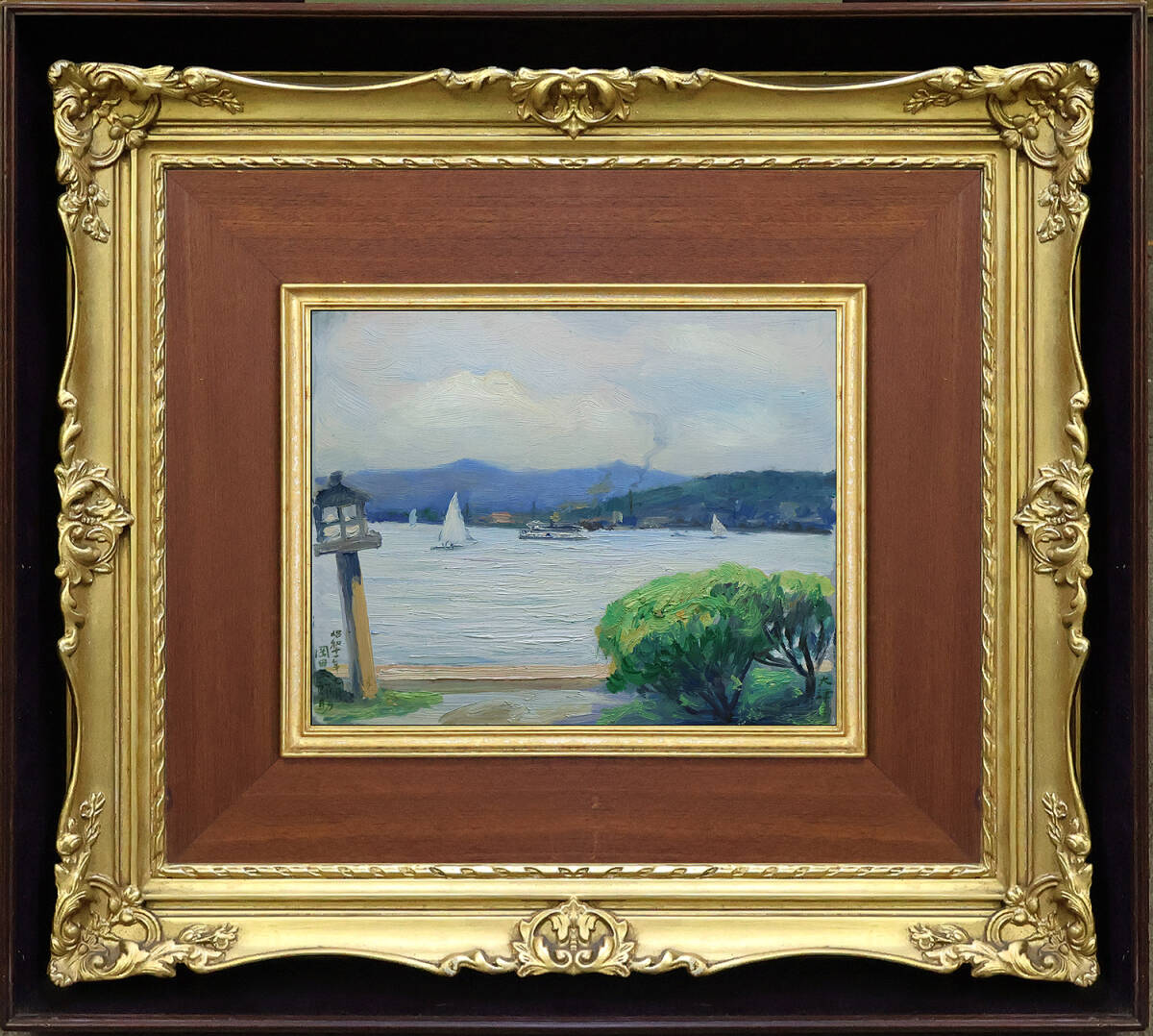 超希少 第一回文化勲章 鑑定書有り 岡田三郎助 油彩肉筆画 F8当時物 円