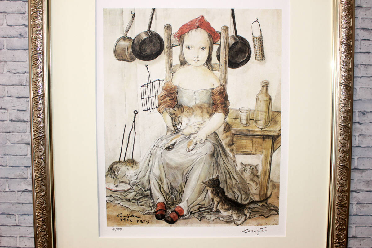 藤田嗣治 エスタンプリトグラフ「猫と少女」 100部限定｜Yahoo!フリマ