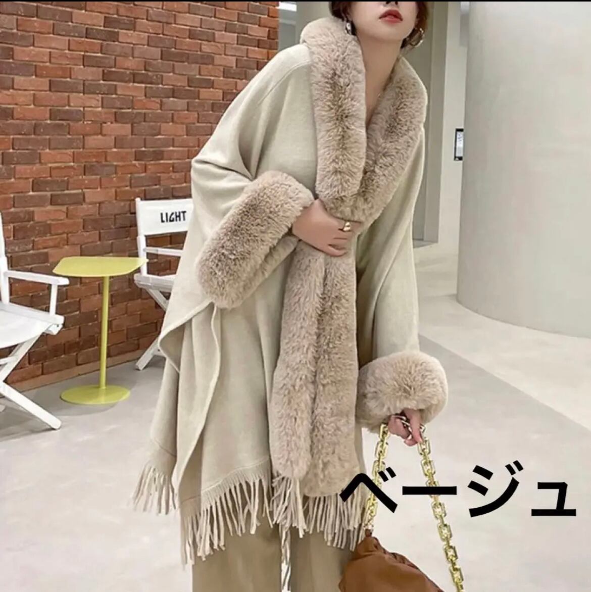 ルネ rene FOXファー襟 ポンチョ Rene カシミア FOXファー襟 ポンチョ