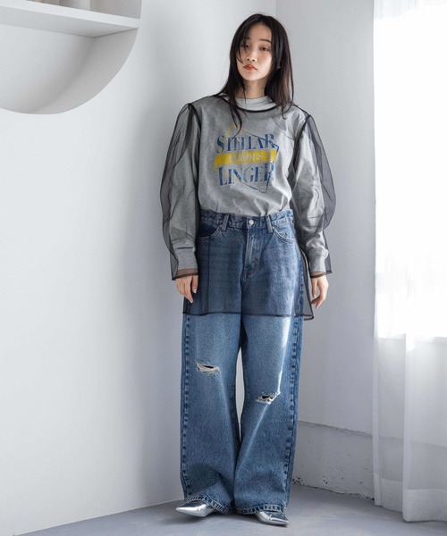 セール】ワイドストレートデニムパンツ 252605（デニムパンツ