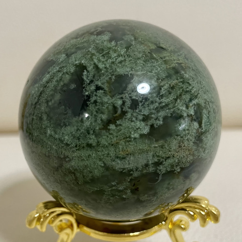 モスアゲート 水草瑪瑙 天然石スフィア 風水晶 エネルギー 幸運