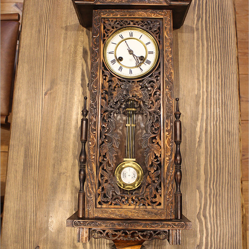 ユンハンス 柱時計 アンティーク ゼンマイ時計 振り子時計 掛時計