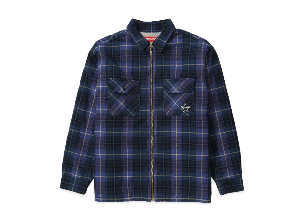 Supreme Thermal Lined Zip Up Flannel Shirt 
