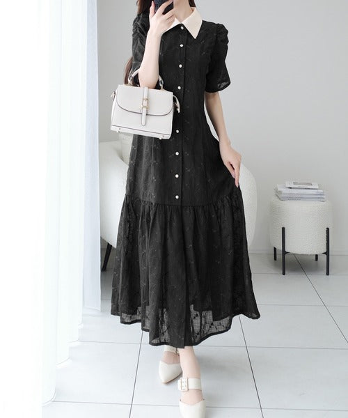 mily bilet】おしゃれと高級感の絶妙なバランス。花刺繍ガーゼレトロ